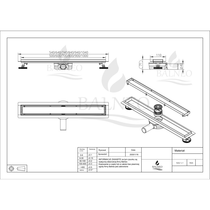 360 Drain 2w1 Odpływ liniowy 80 cm z obrotowym syfonem dwustronny chrom