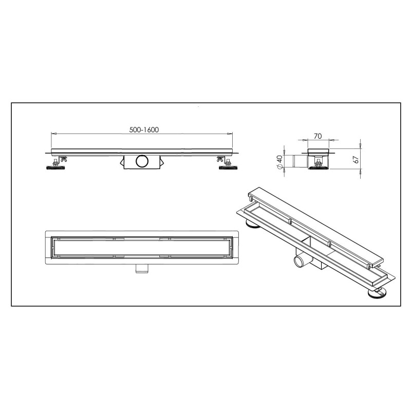 Duplex Standard 2w1 Odpływ liniowy 80 cm dwustronny chrom