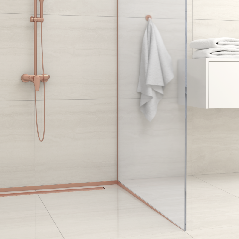 Listwa spadkowa podłogowa czołowa 130 cm miedziana