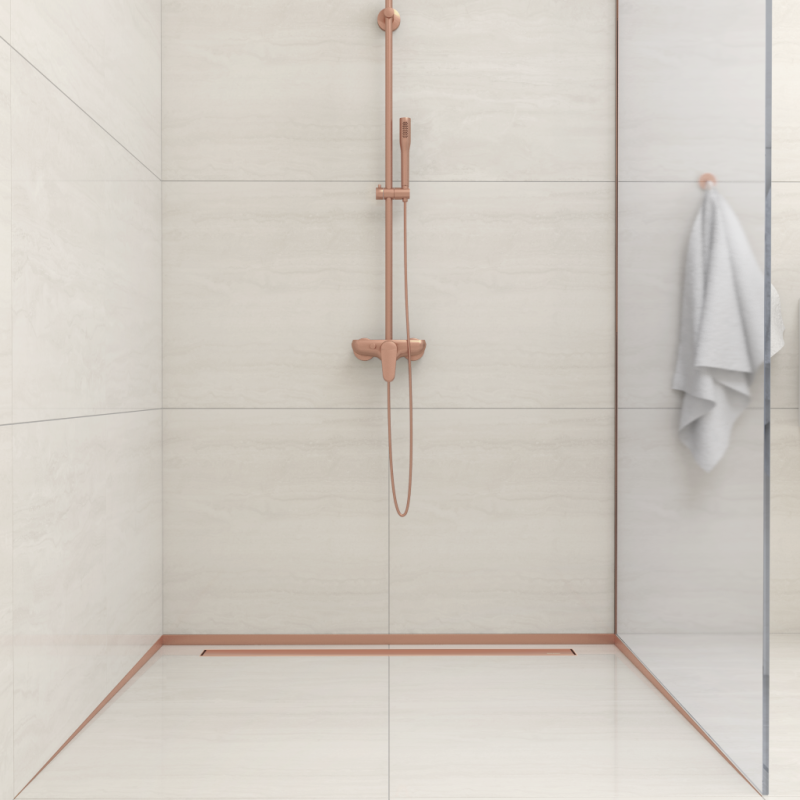 Listwa spadkowa podłogowa czołowa 130 cm miedziana