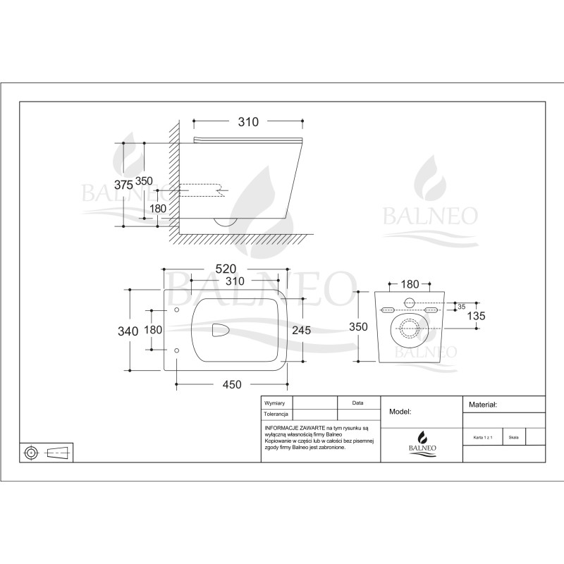 Miska podwieszana LUGA WC czarna