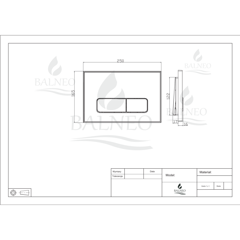 Przycisk spłukujący do WC IXO czarny