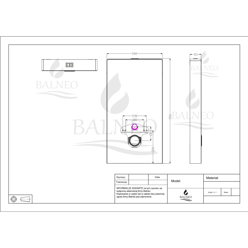 Stelaż natynkowy WC szklany czarny Fix-Frame Glass Black