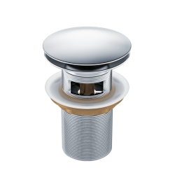 Korek umywalkowy mosiężny Klik Klak A z przelewem Chrom