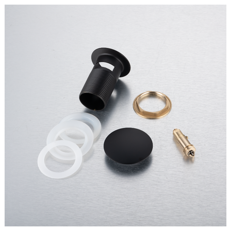 Korek umywalkowy mosiężny Klik Klak A z przelewem Czarny