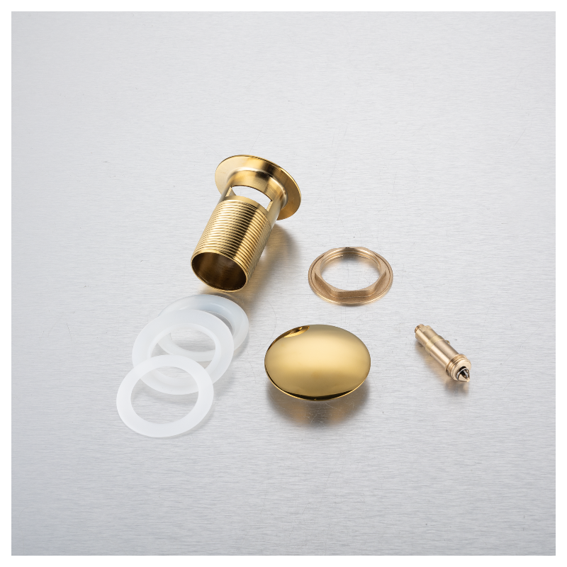 Korek umywalkowy mosiężny Klik Klak A z przelewem Złoty