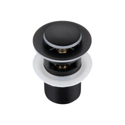 Korek umywalkowy mosiężny Klik Klak B z przelewem Czarny