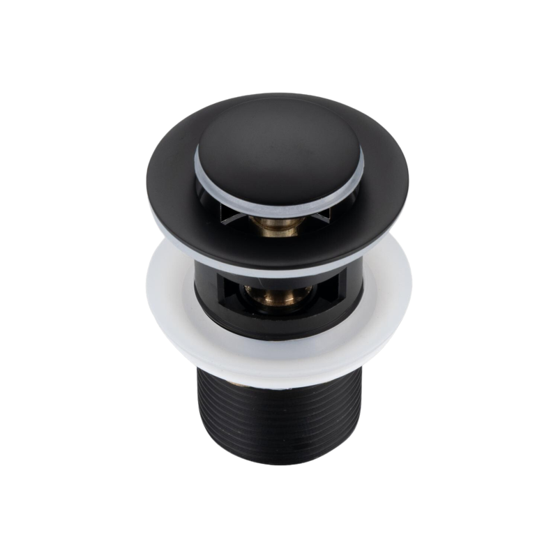 Korek umywalkowy mosiężny Klik Klak B z przelewem Czarny