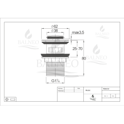 Korek umywalkowy mosiężny Klik Klak B z przelewem Czarny