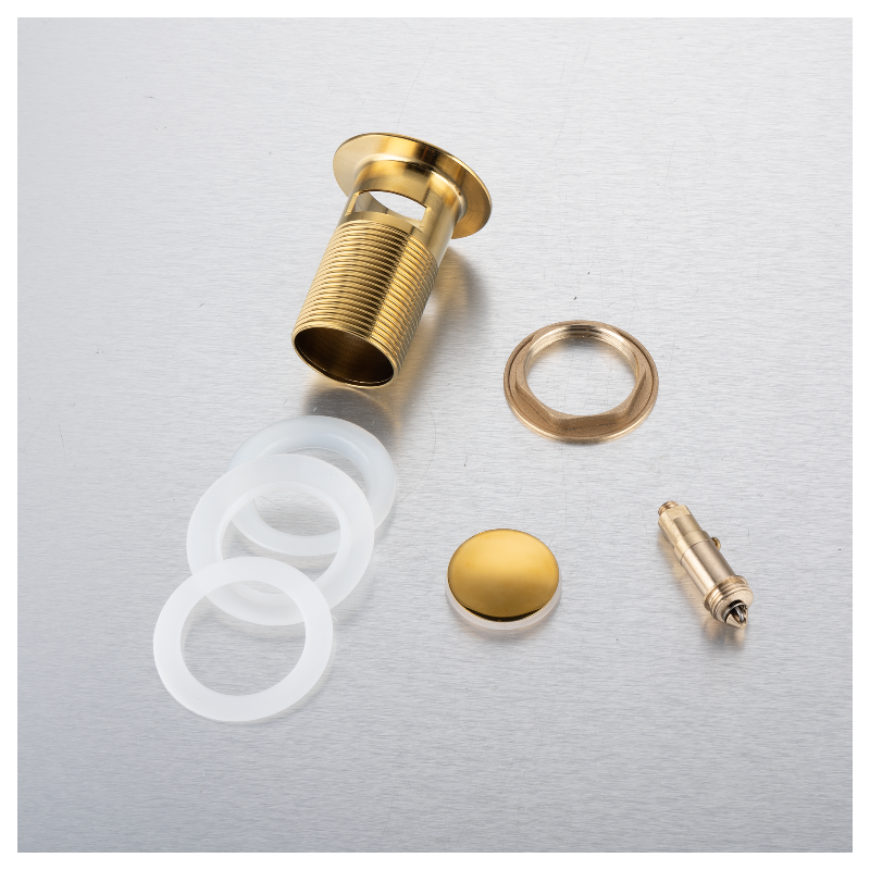 Korek umywalkowy mosiężny Klik Klak B z przelewem Złoty