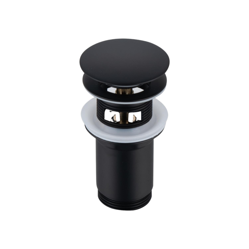 Korek umywalkowy mosiężny Klik Klak C z przelewem Czarny