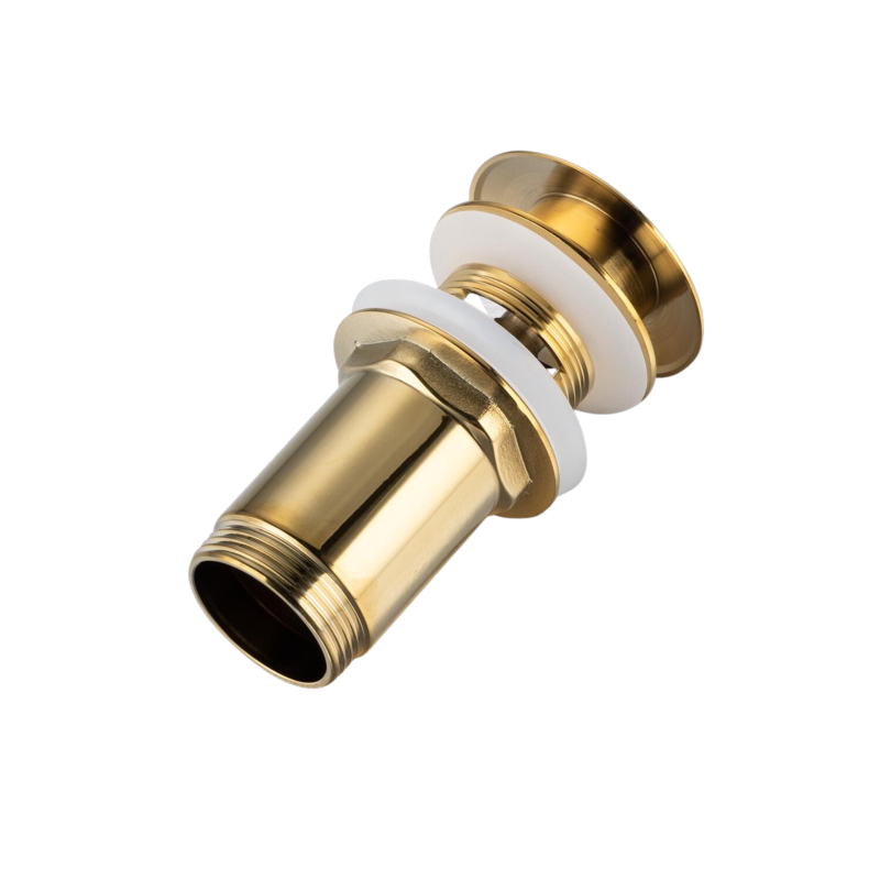 Korek umywalkowy mosiężny Klik Klak C z przelewem Złoty