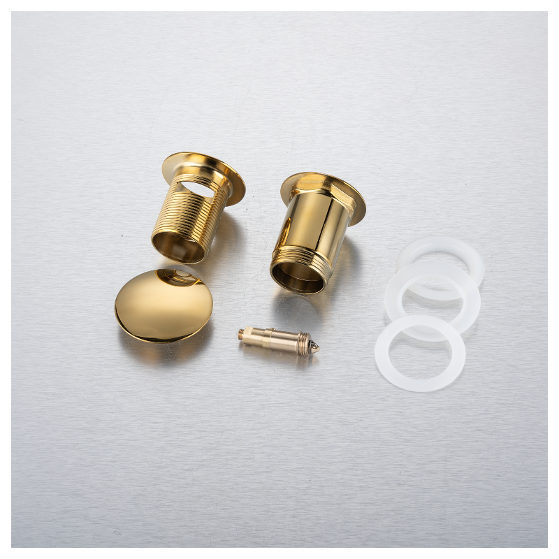 Korek umywalkowy mosiężny Klik Klak C z przelewem Złoty