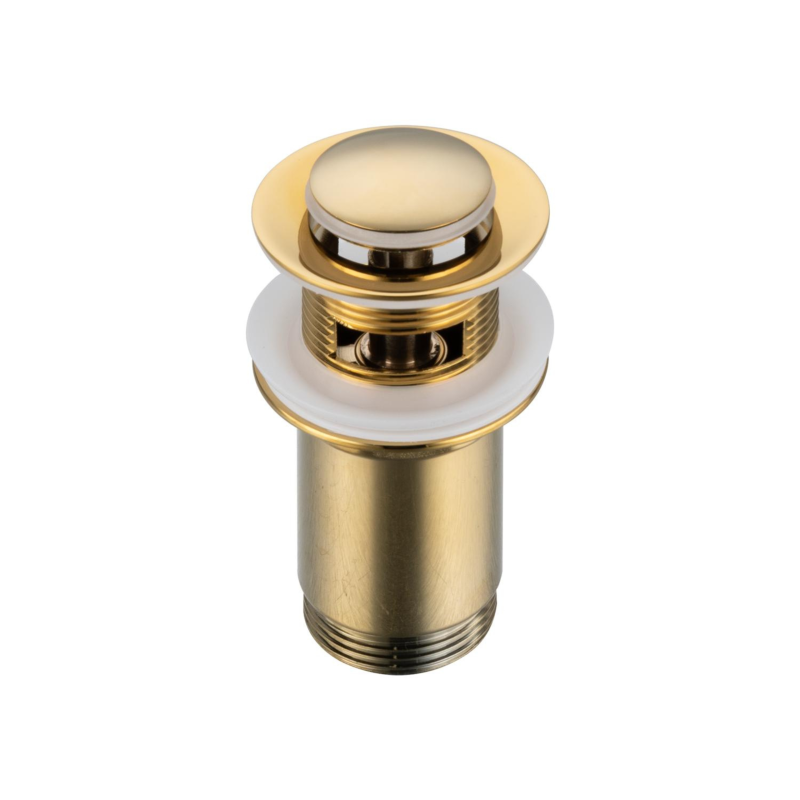 Korek umywalkowy mosiężny Klik Klak E z przelewem Złoty