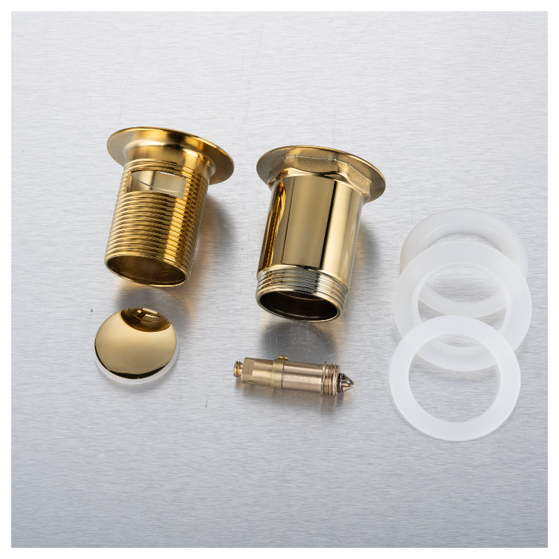 Korek umywalkowy mosiężny Klik Klak E z przelewem Złoty