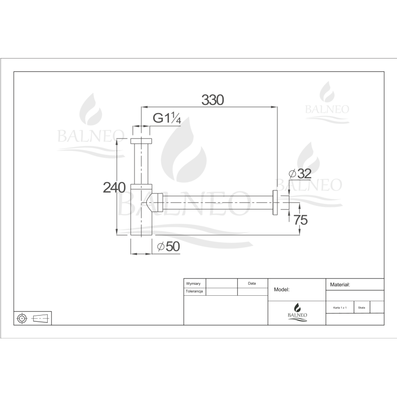 Syfon umywalkowy mosiężny okrągły Chrom