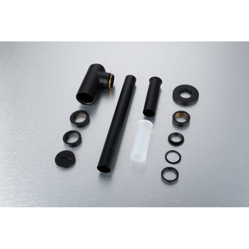 Syfon umywalkowy mosiężny okrągły Czarny