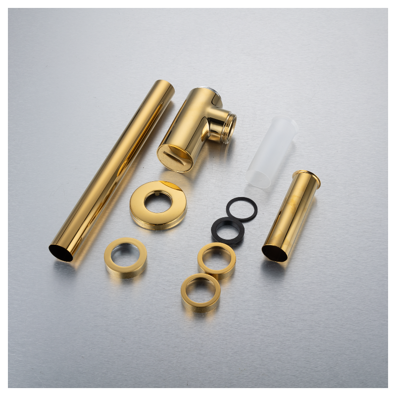 Syfon umywalkowy mosiężny okrągły Złoty