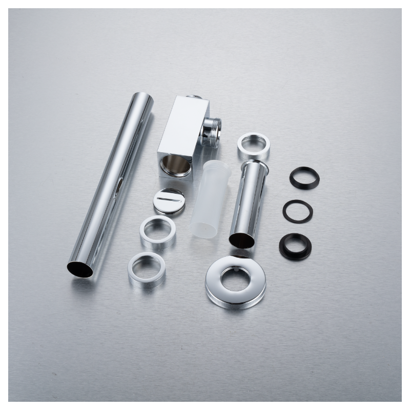 Syfon umywalkowy mosiężny kwadratowy Chrom