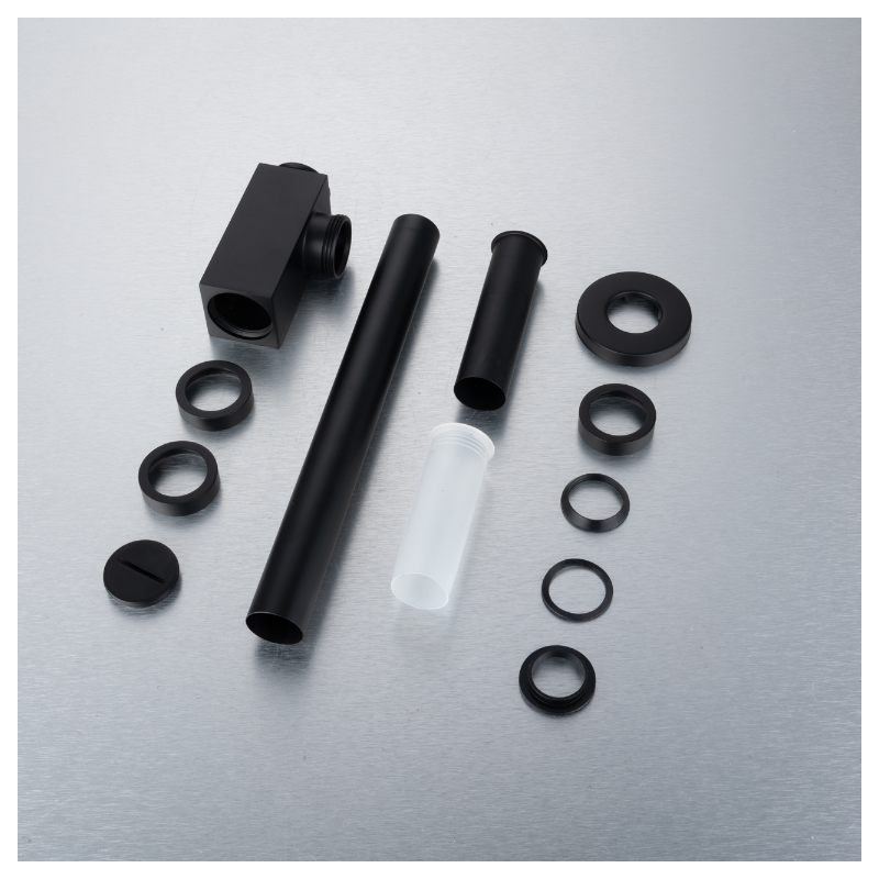 Syfon umywalkowy mosiężny kwadratowy Czarny