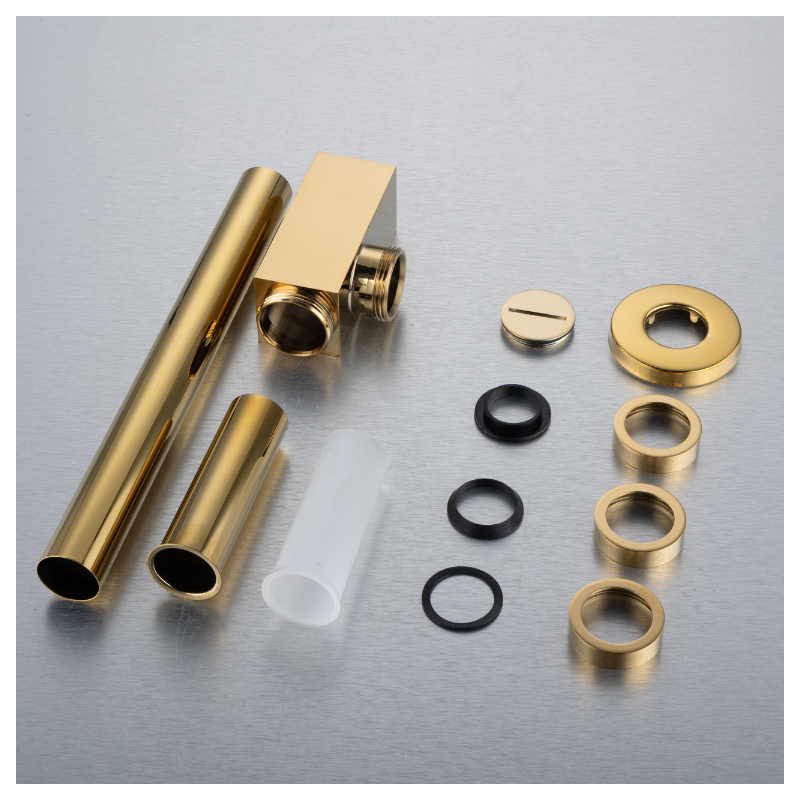 Syfon umywalkowy mosiężny kwadratowy Złoty