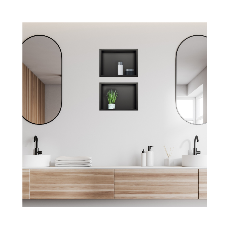 WALL-BOX ONE Black Półka wnękowa ze stali nierdzewnej czarna 30x20x10 cm