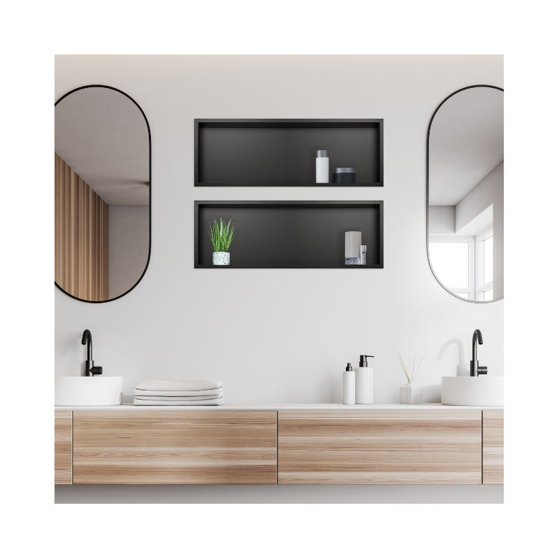 WALL-BOX ONE Black Półka wnękowa ze stali nierdzewnej czarna 60x20x10 cm