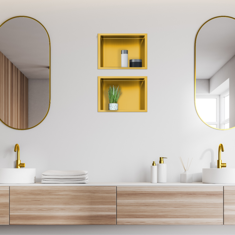 WALL-BOX ONE Gold Półka wnękowa ze stali nierdzewnej złota 30x20x10 cm