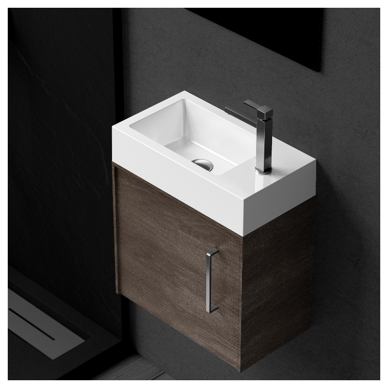 Umywalka nablatowa VEGA 40 x 22 biała z konglomeratu