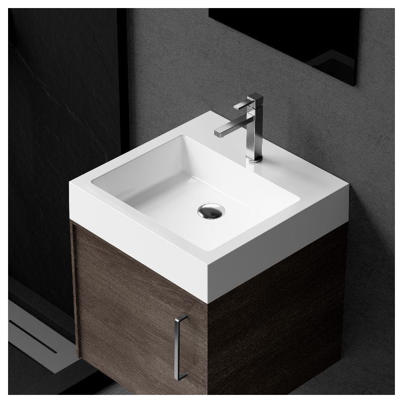 Umywalka nablatowa VERA 40 x 40 biała z konglomeratu