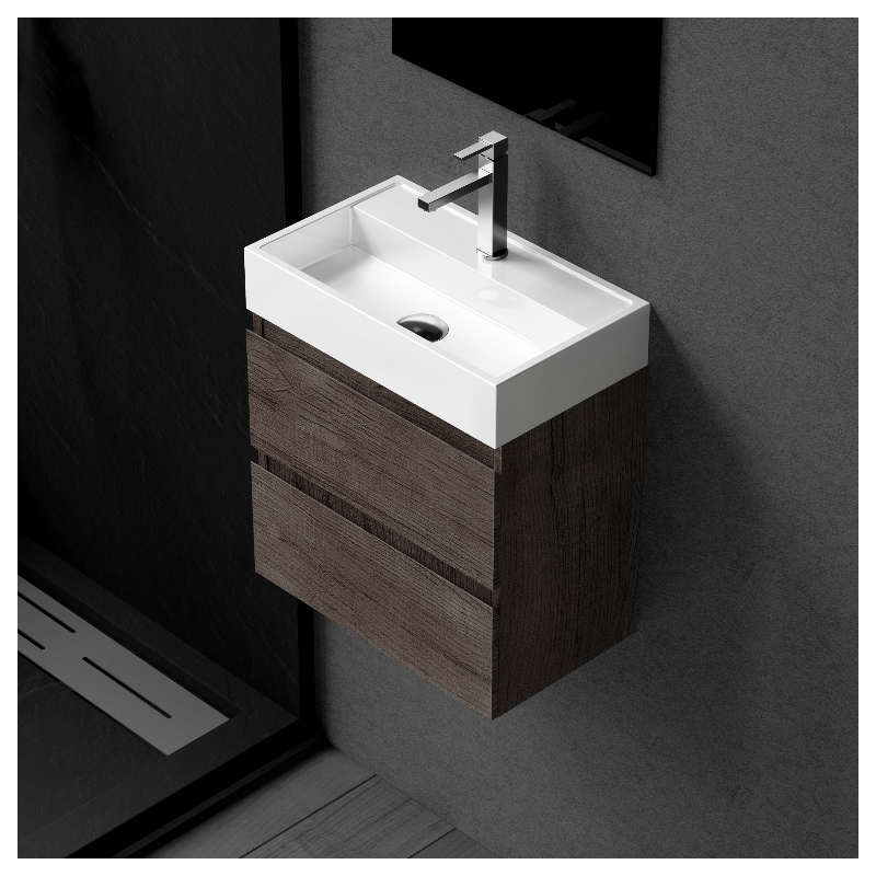 Umywalka nablatowa VIKI 40 x 24 biała z konglomeratu