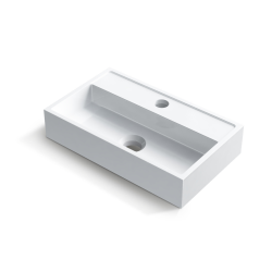 Umywalka nablatowa VIKI 40 x 24 biała z konglomeratu