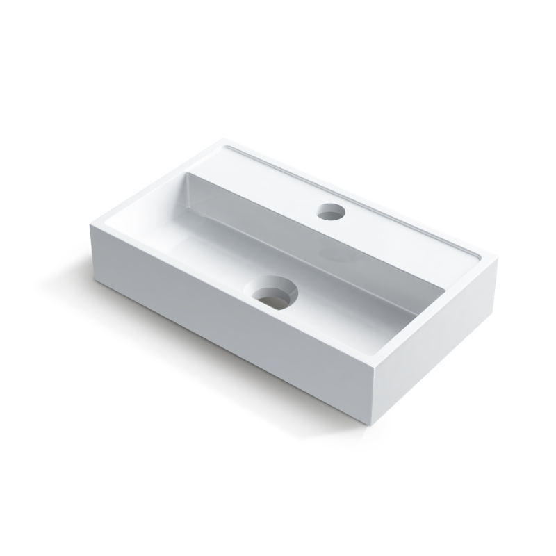 Umywalka nablatowa VIKI 40 x 24 biała z konglomeratu