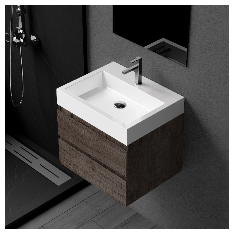 Umywalka nablatowa LUCY 50 x 40 biała z konglomeratu