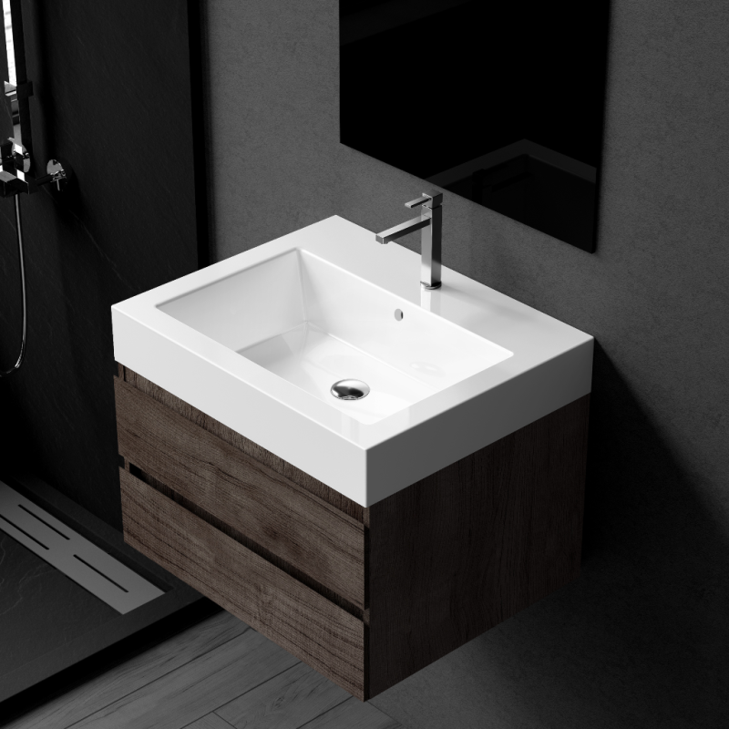 Umywalka nablatowa ROXY 60 x 50 biała z konglomeratu