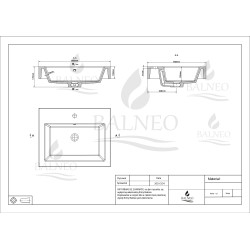 Umywalka nablatowa ROXY 60 x 50 biała z konglomeratu