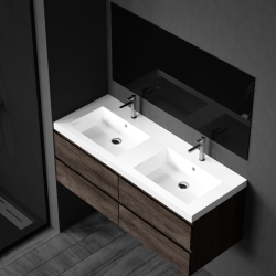 Umywalka nablatowa MAXI 120 x 46 biała z konglomeratu