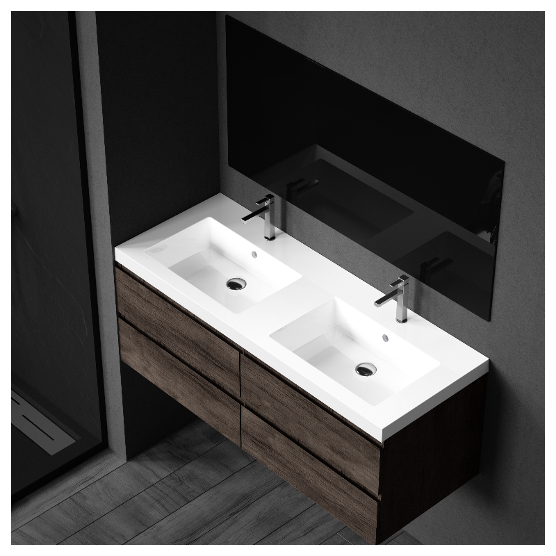 Umywalka nablatowa MAXI 120 x 46 biała z konglomeratu