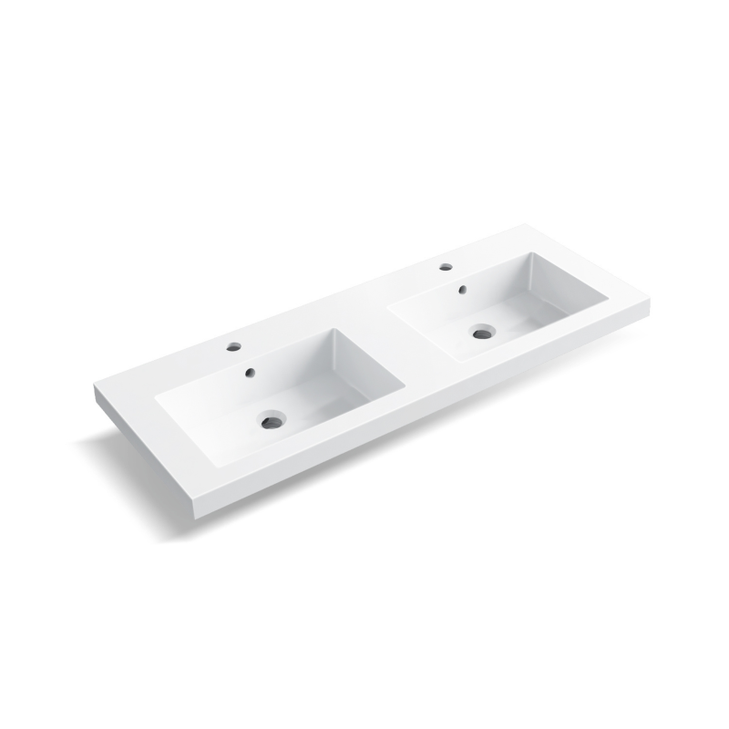 Umywalka nablatowa MILA 120 x 46 biała z konglomeratu