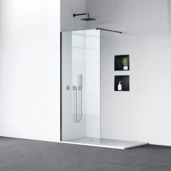 Ścianka prysznicowa Beira 70 x 200 cm transparentna 8 mm czarna