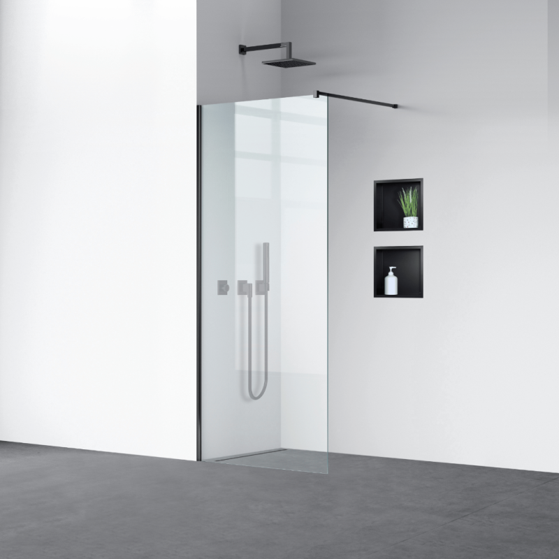 Ścianka prysznicowa Beira 70 x 200 cm transparentna 8 mm czarna