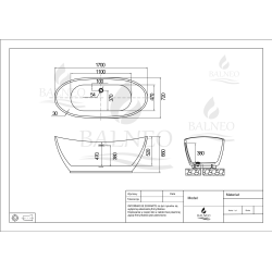 Wanna wolnostojąca PARMA WHITE - 170 x 72 cm