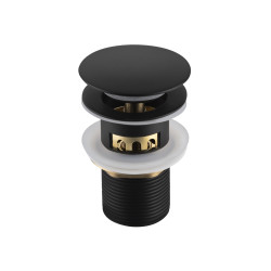 Korek umywalkowy mosiężny Klik Klak F z koszyczkiem i przelewem Czarny