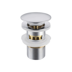 Korek umywalkowy mosiężny Klik Klak F z koszyczkiem i przelewem Chrom