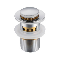 Korek umywalkowy mosiężny Klik Klak G z koszyczkiem i przelewem Chrom