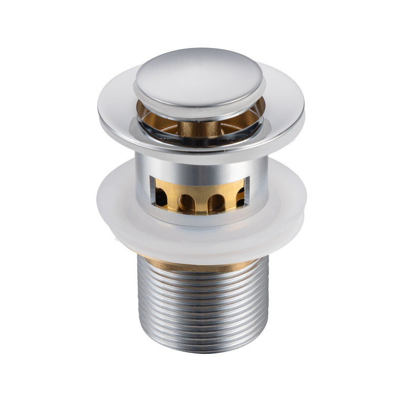 Korek umywalkowy mosiężny Klik Klak G z koszyczkiem i przelewem Chrom