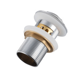 Korek umywalkowy mosiężny Klik Klak G z koszyczkiem i przelewem Chrom