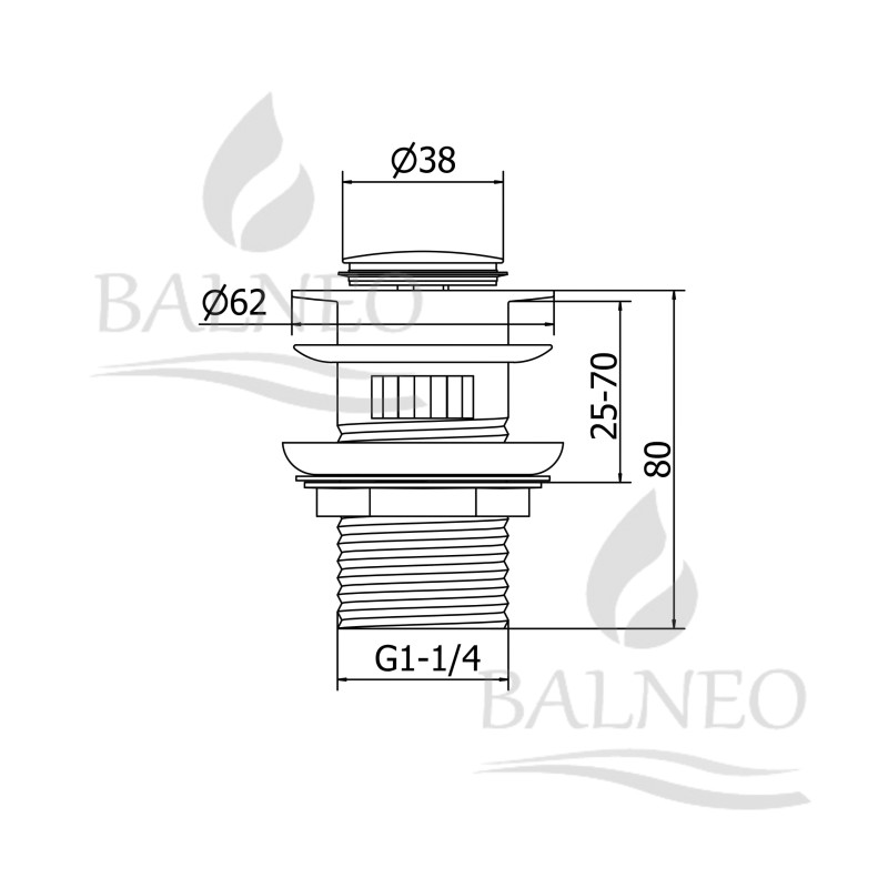 Korek umywalkowy mosiężny Klik Klak G z koszyczkiem i przelewem Chrom