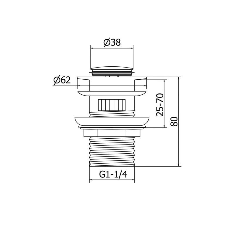 Korek umywalkowy mosiężny Klik Klak G z koszyczkiem i przelewem Chrom