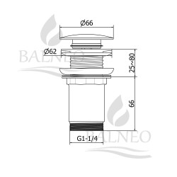 Korek umywalkowy mosiężny Klik Klak C bez przelewu Złoty